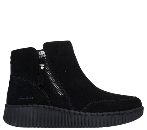 Ghete sport, dama, SKECHERS WILSHIRE BLVD - WEEK 169086-BBK negru, piele intoarsa